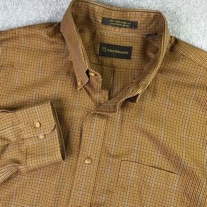 Allen Edmonds Plaid Button Up Shirt Men's XL Single Needle Wrinkle Free Preppy